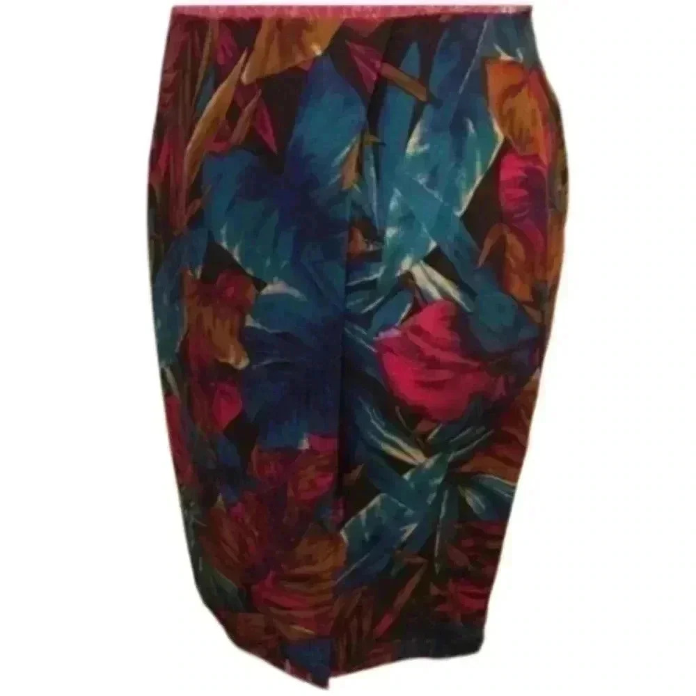 Lord & Taylor Petite Skirt 8 100% Silk faux wrap